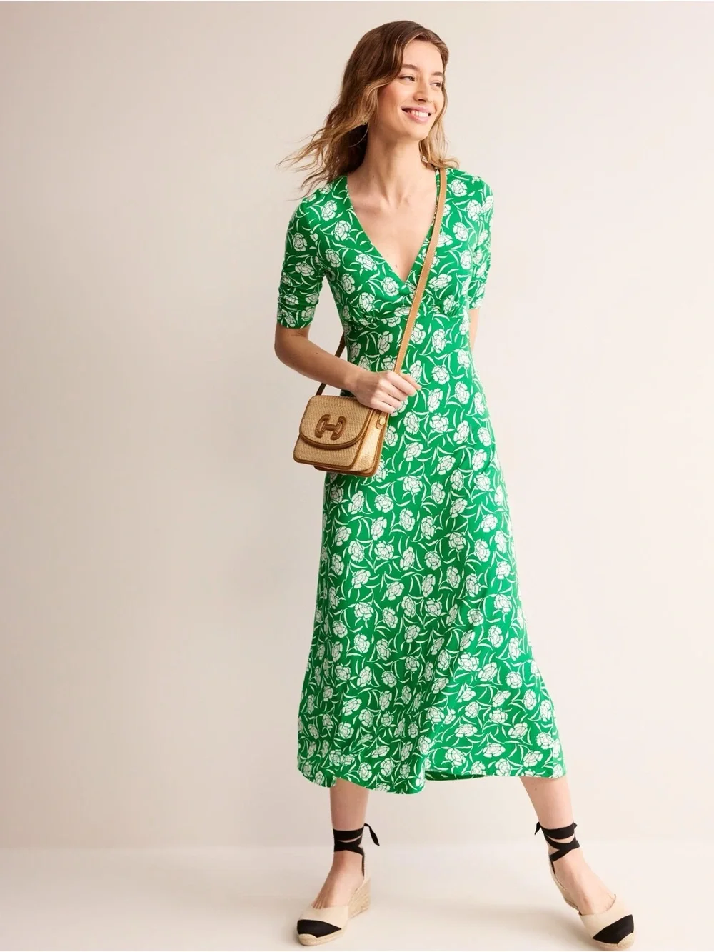 boden jersey midi tea dress Boden Women's Heidi Jersey Midi Tea Dress in Green